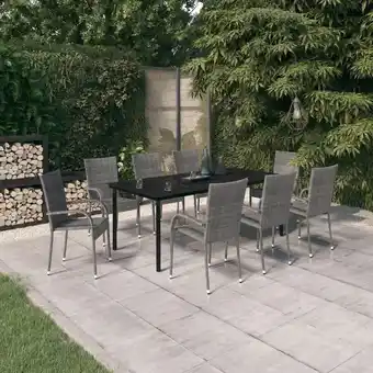 ManoMano 9-tlg. Garten-Essgruppe Gartenmöbel Set Sitzgruppe Grau und Schwarz DE68125 Angebot