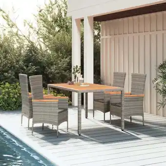 ManoMano 5-tlg. Garten-Essgruppe Gartenmöbel Set Sitzgruppe mit Kissen Grau Poly Rattan DE83588 Angebot