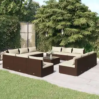 ManoMano 13-tlg. Garten-Lounge-Set,Gartenmöbel-Set mit Kissen Poly Rattan Braun vidaXL Angebot