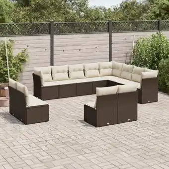 ManoMano 12-tlg. Garten-Sofagarnitur mit Kissen Braun Poly Rattan vidaXL76350 Angebot