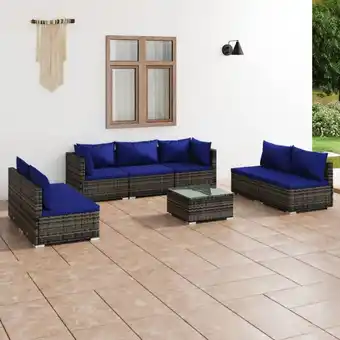 ManoMano Maisonchic - 8-tlg. Garten-Lounge-Set, Gartenmöbel, Sitzgruppe Gartenset mit Kissen Poly Rattan Grau LLOAQ773375 Angebot