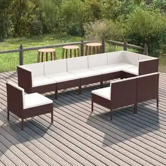 ManoMano 9-tlg. Garten-Lounge-Set Gartenmöbel-Set Terrassen-Sitzgruppe mit Auflagen Poly Rattan Braun ZDEH59991 Maisonchic Angebot