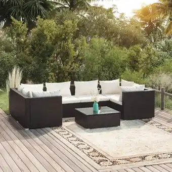 ManoMano 7-tlg. Sitzgruppe Gartenmöbel Set - Garten-Lounge-Set mit Kissen Poly Rattan Schwarz BV240402 Bonnevie Angebot