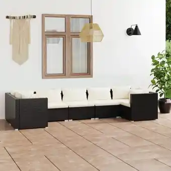 ManoMano 7-tlg. Garten-Lounge-Set Gartenmöbel-Set Terrassen-Sitzgruppe mit Kissen Poly Rattan Schwarz ZDEH15184 Maisonchic Angebot