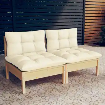 ManoMano 2-Sitzer-Gartensofa Gartenmöbel - Gartenbank mit Creme Kissen Massivholz Kiefer BV391993 Bonnevie Angebot