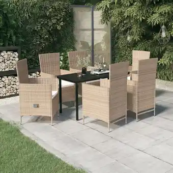 ManoMano Bonnevie - 7-tlg. Gartenmöbel Set Sitzgruppe Garten mit Tisch und Stühlen - mit Kissen Beige BV641847 Angebot