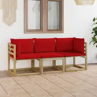 ManoMano 3-Sitzer-Gartensofa Gartenmöbel - Gartenbank mit Roten Kissen BV517196 Bonnevie Angebot