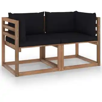 ManoMano Garten-Palettensofa 2-Sitzer Gartensofa Gartenmöbel - Gartenbank mit Kissen Schwarz Kiefernholz BV345692 Bonnevie Angebot