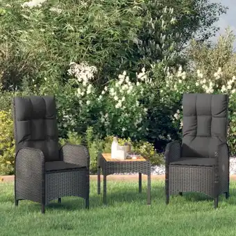 ManoMano 3-tlg. Garten-Lounge-Set, Gartenmöbel, Sitzgruppe Gartenset mit Kissen Schwarz Poly Rattan LLOAQ273123 Maisonchic Angebot