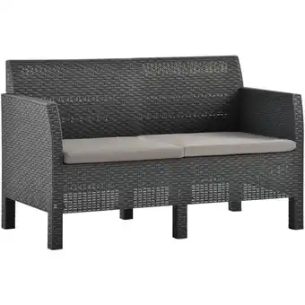 ManoMano 2-Sitzer Gartensofa Loungesofa Sitzgruppe mit Kissen Anthrazit pp Rattan DE13300 Angebot