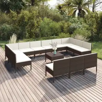 ManoMano Maisonchic - 14-tlg. Garten-Lounge-Set Gartenmöbel-Set Terrassen-Sitzgruppe mit Auflagen Poly Rattan Braun ZDEH32709 Angebot