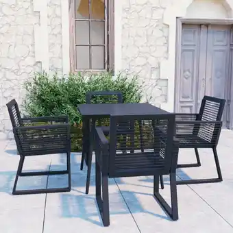 ManoMano 5-tlg. Garten-Essgruppe Gartenmöbel Set Sitzgruppe pvc Rattan Schwarz DE91142 Angebot