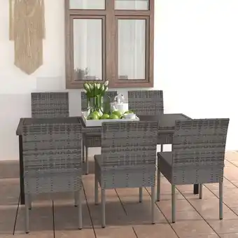 ManoMano 7-tlg. Garten-Essgruppe Gartenmöbel Set Terrassen/Balkon/Outdoor-Essgruppe Poly Rattan Grau ETHJ793997 Maisonchic Angebot