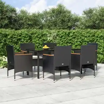 ManoMano 7-tlg. Garten-Essgruppe Gartenmöbel Set Terrassen/Balkon/Outdoor-Essgruppe mit Kissen Schwarz ETHJ466662 Maisonchic Angebot