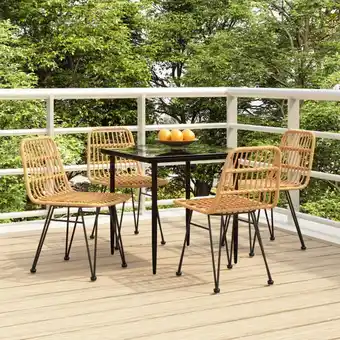 ManoMano 5-tlg. Garten-Essgruppe Gartenmöbel Set Sitzgruppe Poly Rattan DE60256 Angebot