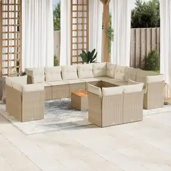 ManoMano 14-tlg. Garten-Sofagarnitur mit Kissen Beige Poly Rattan vidaXL264096 Angebot