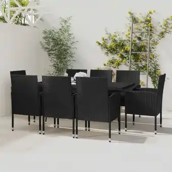 ManoMano 9-tlg. Garten-Essgruppe Poly Rattan Schwarz vidaXL221247 Angebot