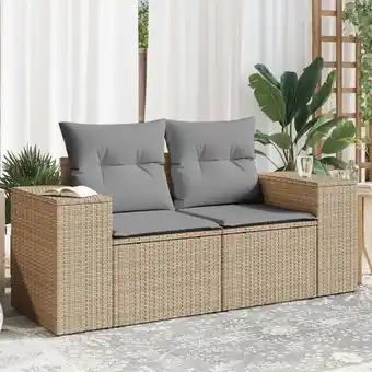 ManoMano Bonnevie - Gartensofa mit Kissen 2-Sitzer Beige Poly Rattan vidaXL325528 Angebot