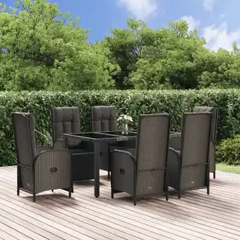 ManoMano 7-tlg. Garten-Essgruppe,Gartenmöbel Set,Gartenmöbel Set mit Kissen Schwarz und Grau Poly Rattan vidaXL Angebot