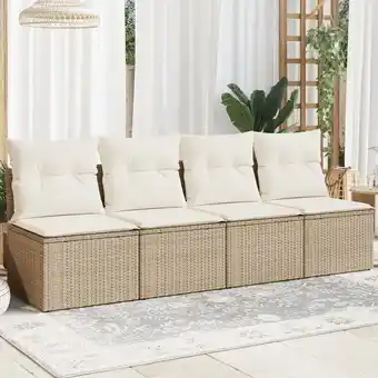 ManoMano Bonnevie - Gartensofa mit Kissen 4-Sitzer Beige Poly Rattan vidaXL120818 Angebot