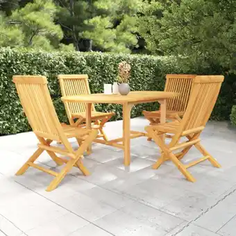 ManoMano 5-tlg. Garten-Essgruppe, Gartenmöbel, Sitzgruppe Gartenset Massivholz Teak LLOAQ964026 Maisonchic Angebot