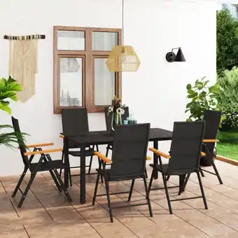 ManoMano 7-tlg. Garten-Essgruppe Gartenmöbel Set Terrassen/Balkon/Outdoor-Essgruppe Schwarz und Braun ETHJ638975 Maisonchic Angebot