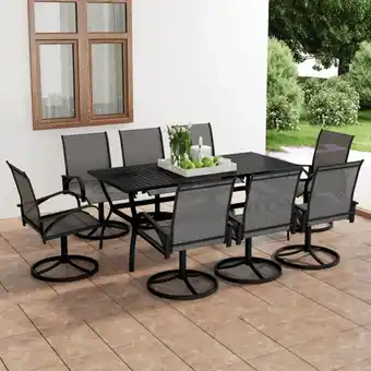 ManoMano 9-tlg. Garten-Essgruppe, Gartenmöbel, Sitzgruppe Gartenset Textilene und Stahl LLOAQ320757 MaisonChic Angebot