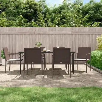 ManoMano 7-tlg. Garten-Essgruppe,Gartenmöbel Set,Gartenmöbel Set mit Kissen Poly Rattan und Stahl vidaXL Angebot