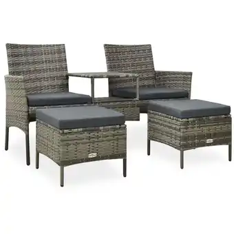 ManoMano 2-Sitzer-Gartensofa,Gartenstuhl,Lounge-Sofa mit Teetisch und Hocker Poly Rattan Grau AGHDE198486 Maisonchic Angebot