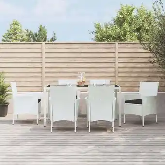 ManoMano 7-tlg. Garten-Essgruppe Gartenmöbel Set Terrassen/Balkon/Outdoor-Essgruppe mit Kissen Weiß Poly Rattan ETHJ661054 Maisonchic Angebot