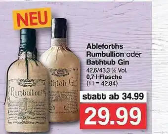 Famila Nord West Ableforths Rumbillion Oder Bathtub Gin Angebot