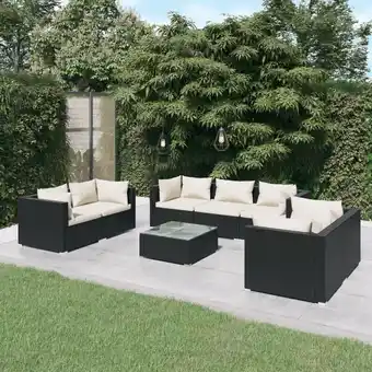 ManoMano 8-tlg. Garten-Lounge-Set, Gartenmöbel, Sitzgruppe Gartenset mit Kissen Poly Rattan Schwarz LLOAQ914670 MaisonChic Angebot