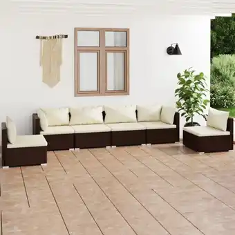 ManoMano 6-tlg. Garten-Lounge-Set, Gartenmöbel, Sitzgruppe Gartenset mit Kissen Poly Rattan Braun LLOAQ695395 Maisonchic Angebot