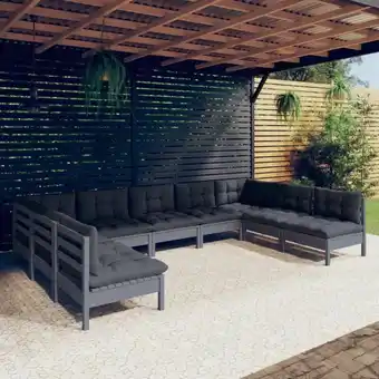 ManoMano 9-tlg. Garten-Lounge-Set, Gartenmöbel, Sitzgruppe Gartenset mit Kissen Grau Kiefer Massivholz LLOAQ543981 Maisonchic Angebot