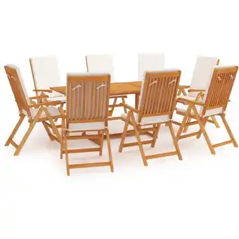 ManoMano 9-tlg. Sitzgruppe Gartenmöbel Set - Essgruppe Garten mit Kissen Massivholz Teak BV678626 Bonnevie Angebot