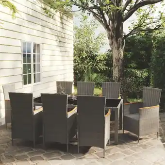 ManoMano 9-tlg. Garten-Essgruppe, Gartenmöbel, Sitzgruppe Gartenset mit Kissen Poly Rattan Grau LLOAQ518339 Maisonchic Angebot