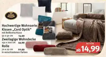 Feneberg Hochwertige Wohnserie Kissen „cord Optik” Oder Zweilagige Wohndecke Oder Rolle Gözze Angebot