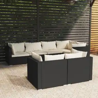 ManoMano 7-tlg. Garten-Lounge-Set,Gartenmöbel-Set mit Kissen Schwarz Poly Rattan vidaXL Angebot