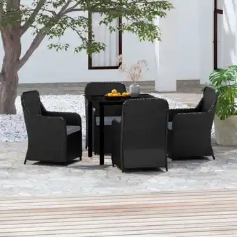 ManoMano 5-tlg. Garten-Essgruppe Gartenmöbel Set Sitzgruppe mit Kissen Schwarz DE48494 Angebot