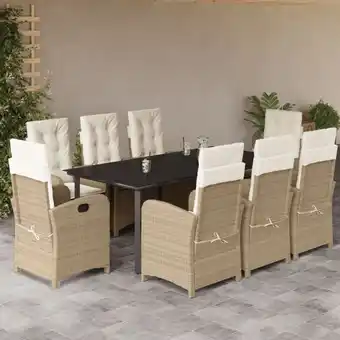 ManoMano 9-tlg. Garten-Essgruppe mit Kissen Beige Poly Rattan vidaXL38433 Angebot