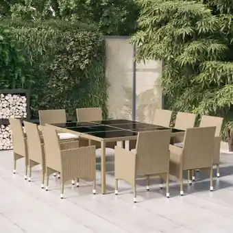 ManoMano Bonnevie - 11-tlg. Gartenmöbel Set Sitzgruppe Garten mit Tisch und Stühlen - Poly Rattan Beige BV270086 Angebot