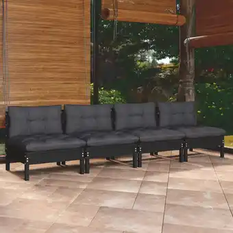 ManoMano 4-Sitzer-Gartensofa Loungesofa Sitzgruppe mit Anthrazit Kissen Massivholz Kiefer DE55976 Angebot