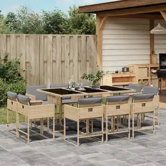 ManoMano 11-tlg. Garten-Essgruppe mit Kissen Beigemischung Poly Rattan vidaXL87531 Angebot