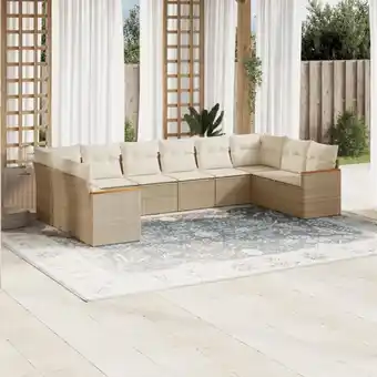 ManoMano 10-tlg. Garten-Sofagarnitur mit Kissen Beige Poly Rattan vidaXL73358 Angebot