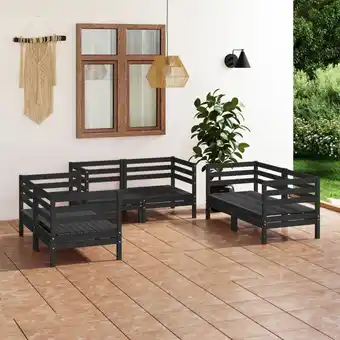 ManoMano 6-tlg. Garten-Lounge-Set, Gartenmöbel, Sitzgruppe Gartenset Schwarz Massivholz Kiefer LLOAQ121329 Maisonchic Angebot