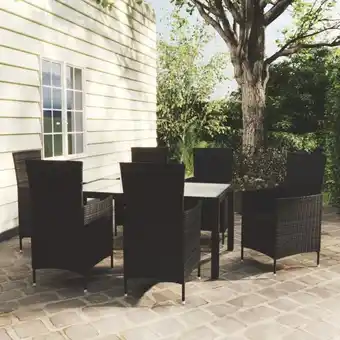 ManoMano 7-tlg. Garten-Essgruppe, Gartenmöbel, Sitzgruppe Gartenset mit Auflagen Poly Rattan Schwarz LLOAQ655105 Maisonchic Angebot