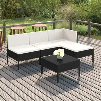 ManoMano 5-tlg. Garten-Lounge-Set, Gartenmöbel, Sitzgruppe Gartenset mit Auflagen Poly Rattan Schwarz LLOAQ661483 Maisonchic Angebot