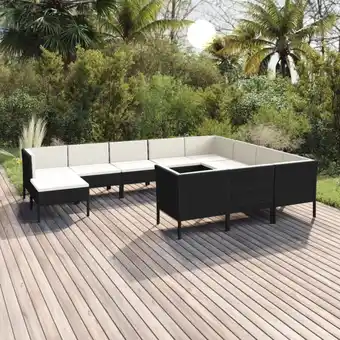 ManoMano 11-tlg. Sitzgruppe Gartenmöbel Set - Balkonmöbel Set mit Auflagen Poly Rattan Schwarz BV694936 Bonnevie Angebot