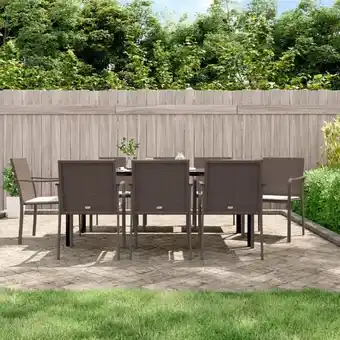 ManoMano 9-tlg. Garten-Essgruppe Gartenmöbel Set Terrassen/Balkon/Outdoor-Essgruppe mit Kissen Poly Rattan und Stahl ETHJ962609 Maison Angebot