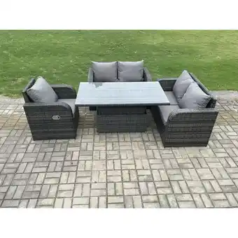 ManoMano Fimous Wicker PE Rattan Möbel Garten Dining Set im Freien Höhenverstellbare Aufsteigender Tabelle Liebe Sofa mit Liegestuhl Angebot